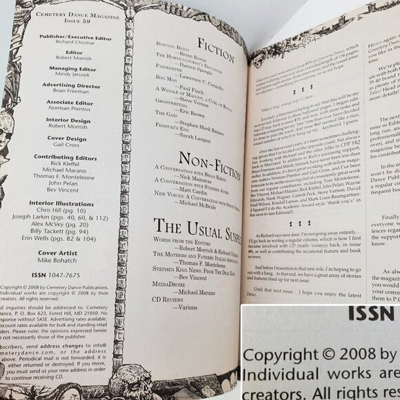 Cemetery Dance Magazines Lot 8 Issues 53-60 Stephen King Gaiman Horror 2005-2009 - Picture 15 of 16